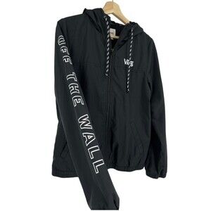 VANS Windbreaker Jacket Thin Light Weight Black Off the Wall Women's Size Small